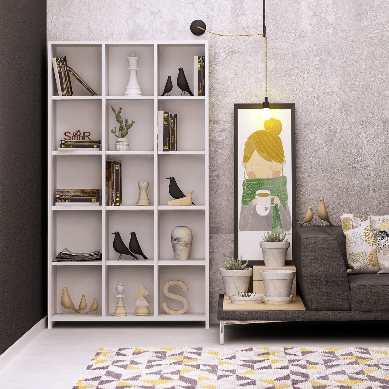 Corp biblioteca, Hanah Home, Pritone, 90x160x25 cm, Alb - imagine 5